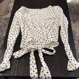 Medium polka dot wrap around shirt